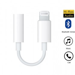 Lightning to 3.5mm Bluetooth version Headphone audio jack adapter cable_White color