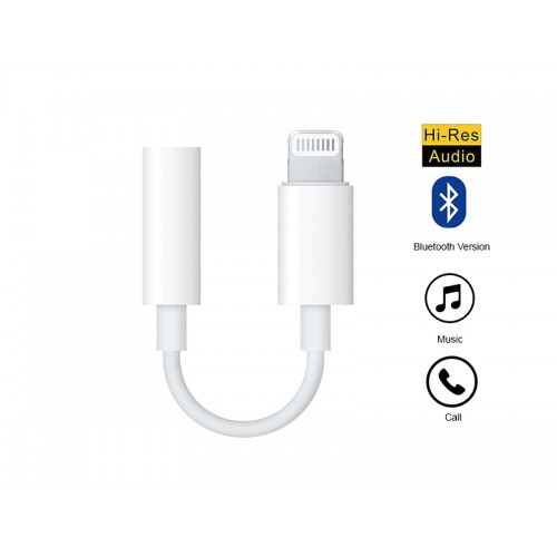 Lightning to  Bluetooth version Headphone audio jack adapter  cable_White color