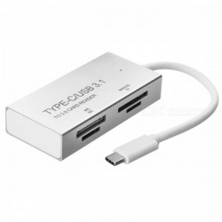 USB3.1 Type-C Aluminium Alloy to MMS/SD.MS.TF.CF Card Reader -Silver